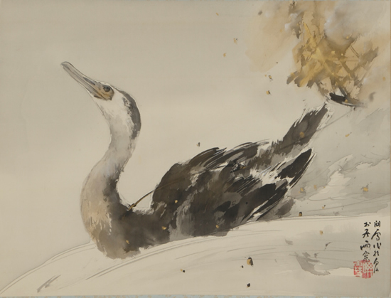 橋本関雪　紙本着色画賛　【楼閣山水図】肉筆　【関雪　自題箱　軸先良好】354 橋本関雪 紙本着色画賛 【楼閣山水図】肉筆 【関雪 自題箱 軸先